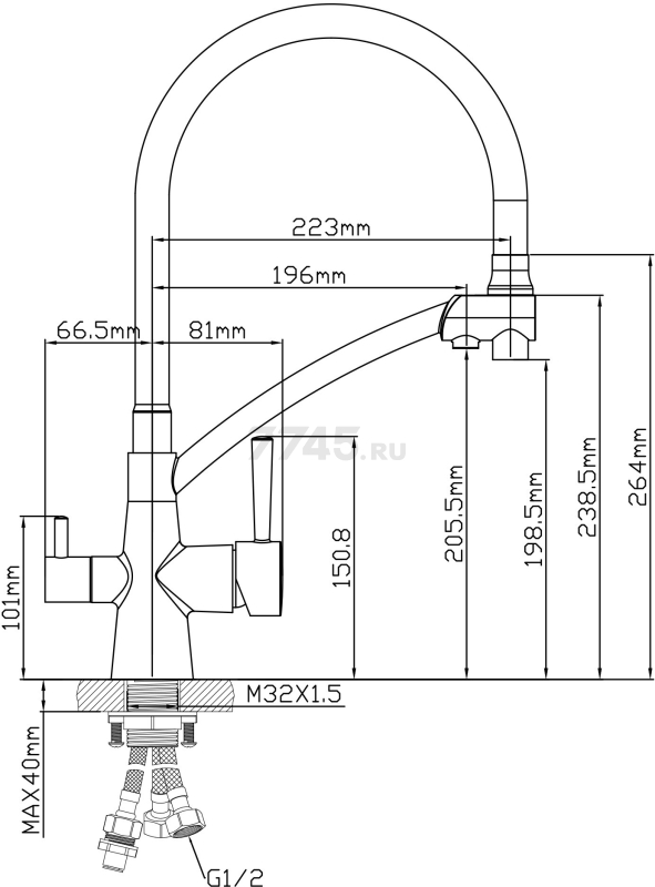 Смеситель для кухни AV ENGINEERING Lux D35 графит (AVLUX4-A49ST) - Фото 9