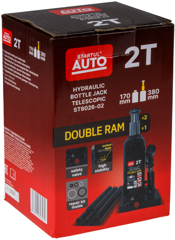 Домкрат гидравлический бутылочный 2 т STARTUL Auto (ST8026-02) - Фото 16