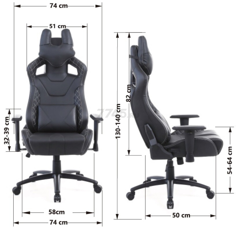 Кресло геймерское URZUS Stealth Black(UR-7351150) - Фото 25