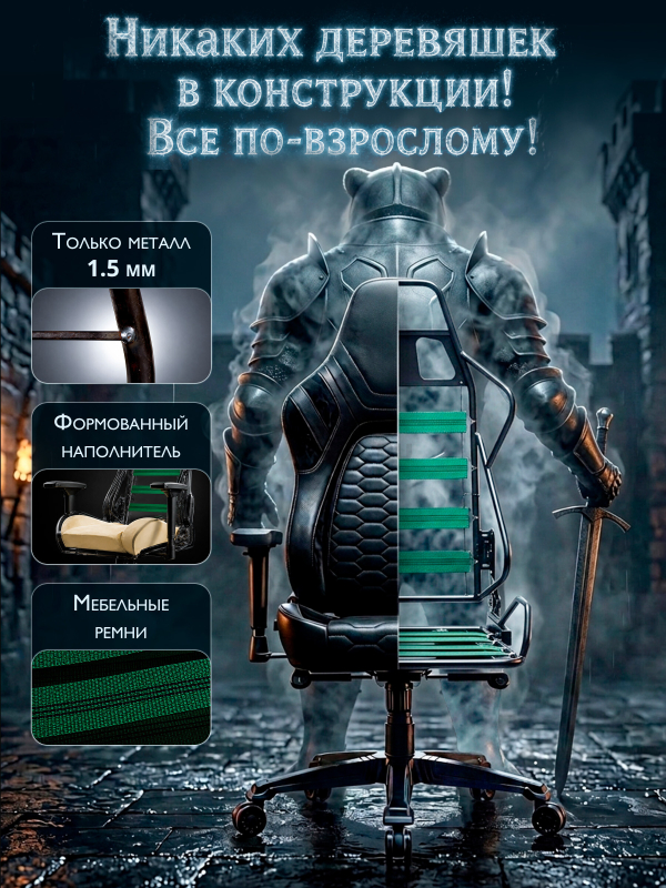 Кресло геймерское URZUS Knight Black(UR-7351147) - Фото 3
