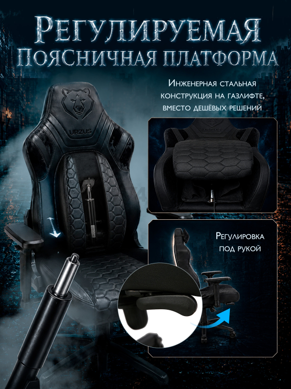Кресло геймерское URZUS Knight Black(UR-7351147) - Фото 4