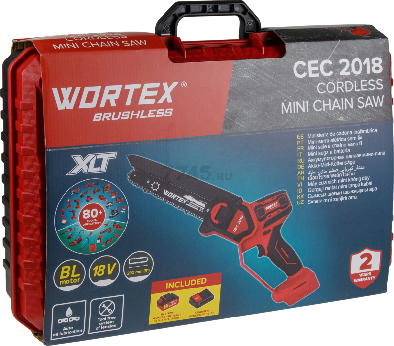 Пила цепная аккумуляторная WORTEX CEC 2018 ALL1 XLT SET (2329052) - Фото 16