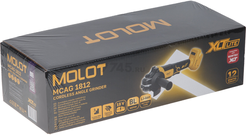 Шлифмашина угловая аккумуляторная MOLOT MCAG 1812 XLT Lite SOLO (2318031) - Фото 15