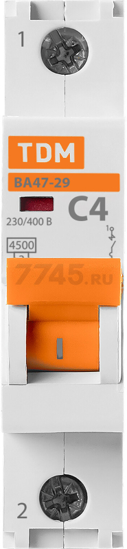 Автоматический выключатель TDM ВА47-29 1Р 4А С 4,5кА (SQ0206-0068) - Фото 2