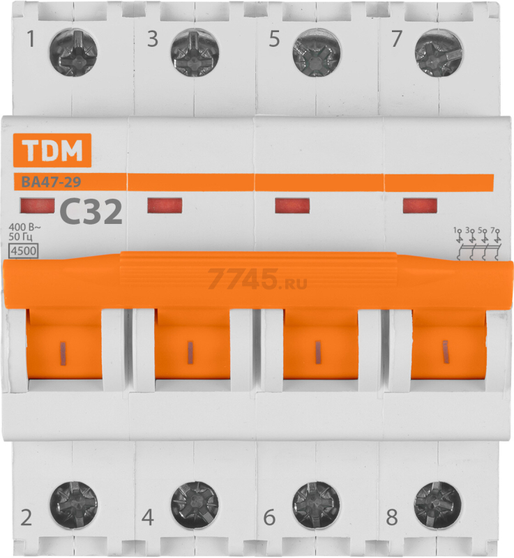 Автоматический выключатель TDM ВА47-29 4Р 32А С 4,5кА (SQ0206-0128) - Фото 3