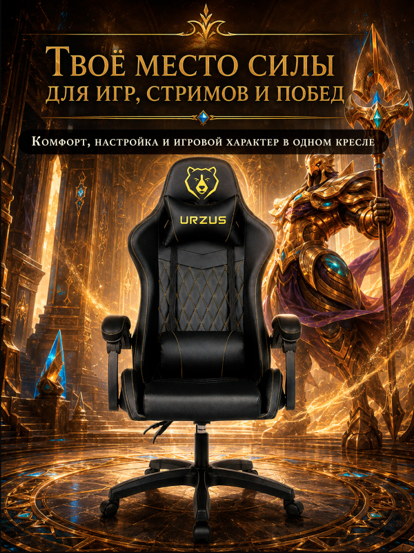 Геймерское кресло URZUS Winner Black (UR-7351134) - Фото 13