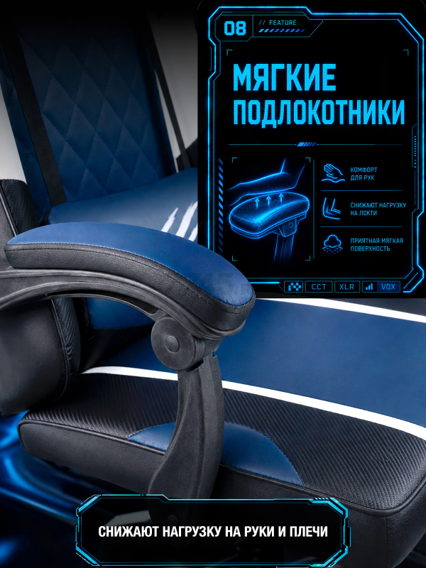 Геймерское кресло URZUS Raptor Blue (UR-7351120) - Фото 10