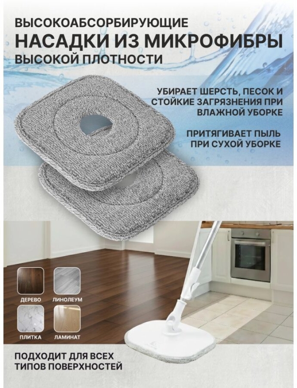Умная швабра с отжимным ведром PERFECTO LINEA Mopex бело-серая (43-171331) - Фото 3