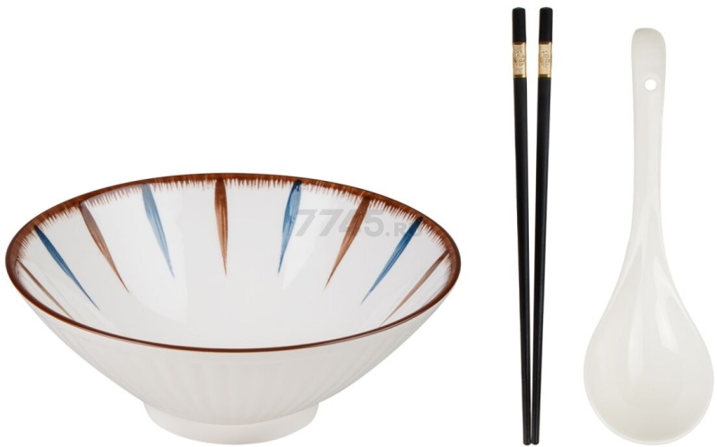 Тарелка керамическая с ложкой и палочками для еды PERFECTO LINEA Ramen aura 17-950003