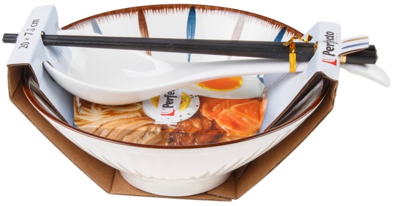 Тарелка керамическая с ложкой и палочками для еды PERFECTO LINEA Ramen aura 17-950003 - Фото 4