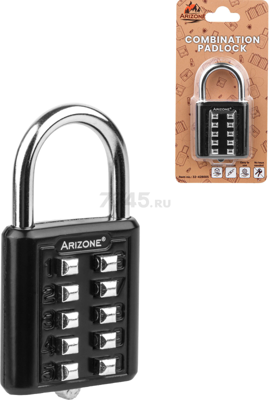 Замок навесной кодовый ARIZONE черный (32-428005)