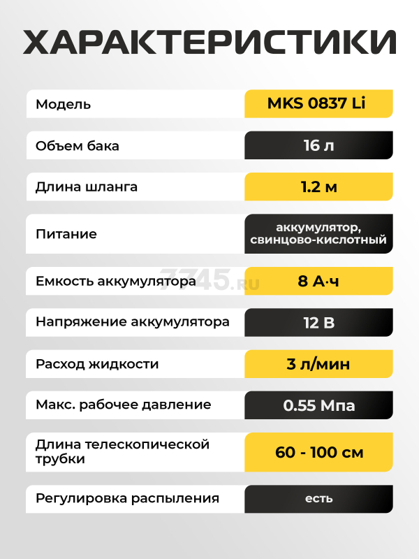 Опрыскиватель ранцевый аккумуляторный 16 л MOLOT MKS 1612 La (2318144) - Фото 7