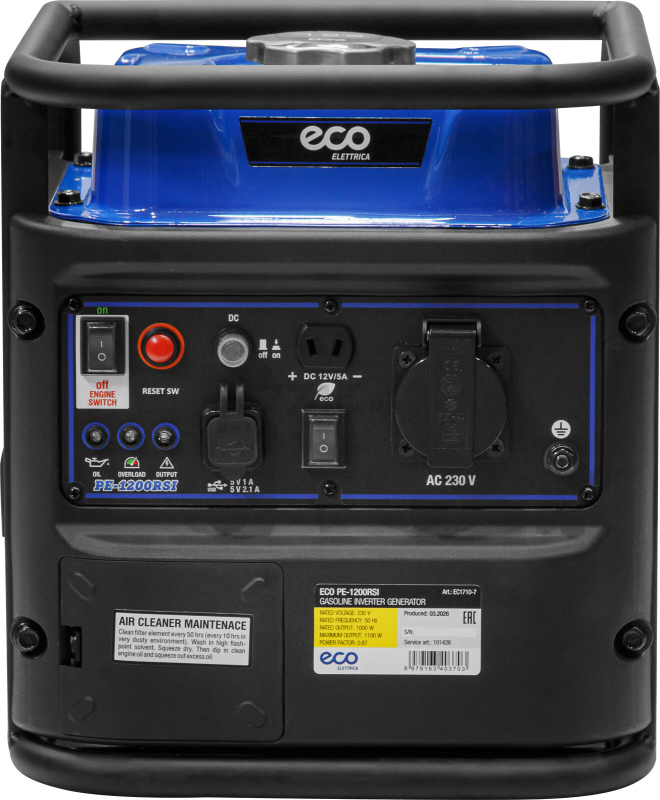 Генератор инверторный бензиновый ECO PE-1200RSI (EC1710-7)