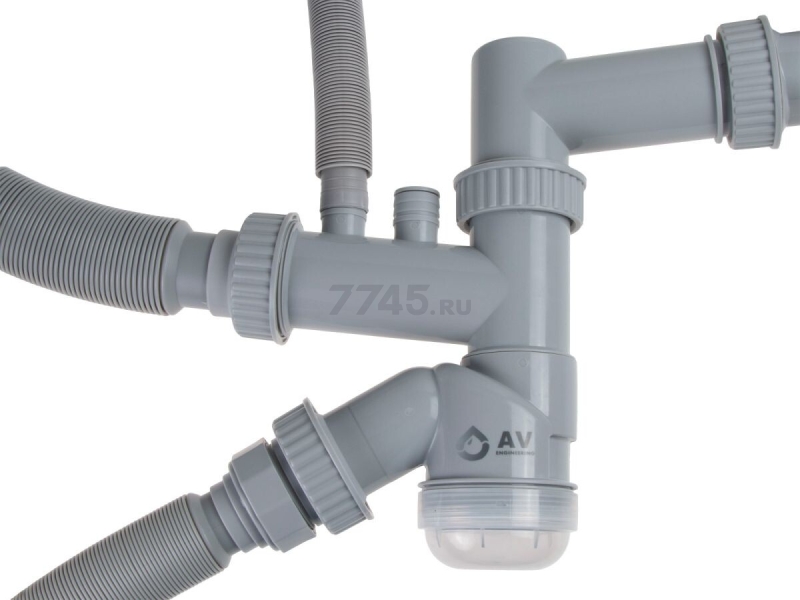 Сифон для кухни выпуск 3 1/2" гибкая труба 1 1/2" - 32/40/50 мм AV Engineering (AVE129784) - Фото 14