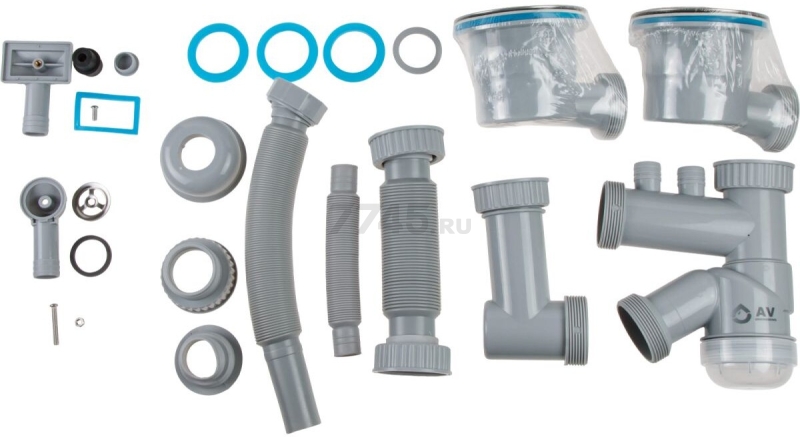 Сифон для кухни выпуск 3 1/2" гибкая труба 1 1/2" - 32/40/50 мм AV Engineering (AVE129784) - Фото 18