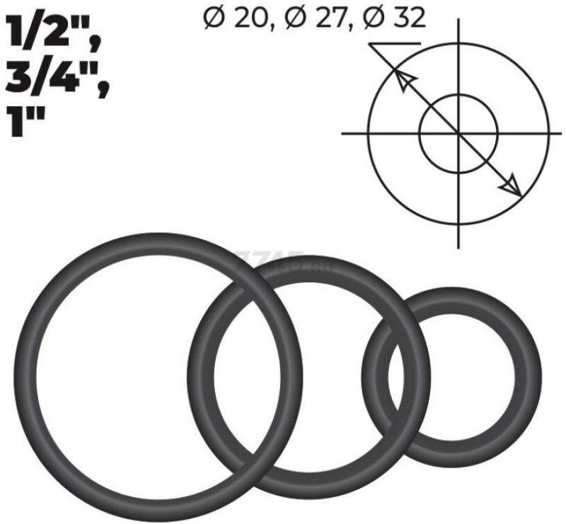 Набор сантехнических колец для американок 1/2", 3/4", 1" AV ENGINEERING 6 штук (AVECA-0009) - Фото 2