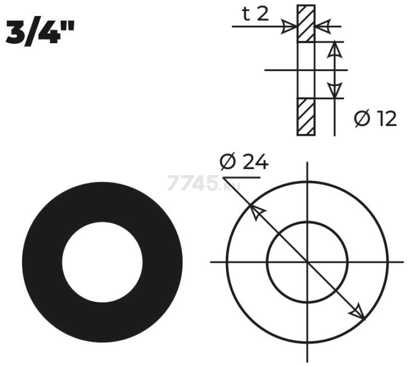 Прокладка резиновая для стиральной машины 3/4" AV ENGINEERING 50 штук (AVECA-0019) - Фото 4