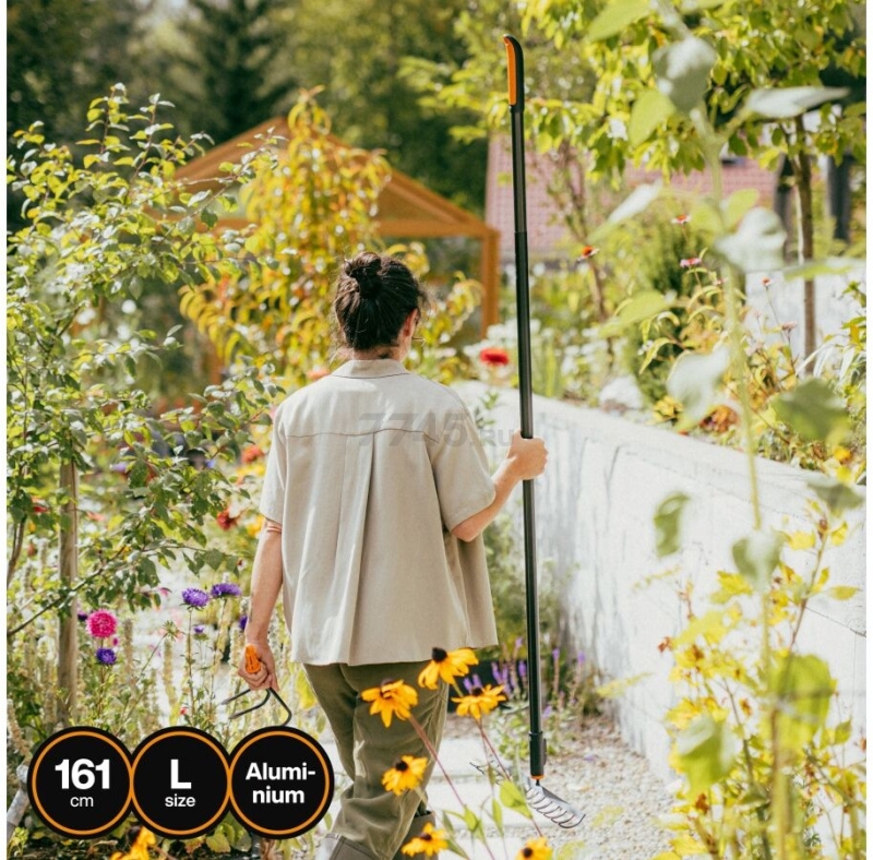 Черенок алюминиевый FISKARS OneClick L 161 см (1080547) - Фото 12