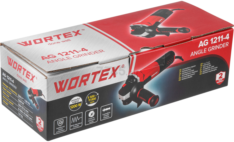 Шлифмашина угловая (болгарка) WORTEX AG 1211-4 (2329227) - Фото 12