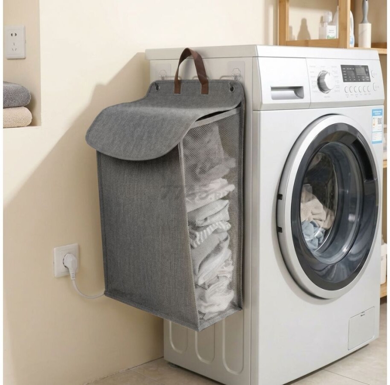 Корзина для белья PERFECTO LINEA 55x39x12 см серая (47-483612) - Фото 5