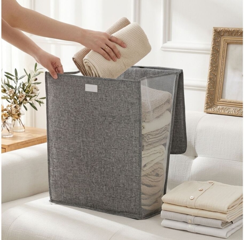 Корзина для белья PERFECTO LINEA 55x39x12 см серая (47-483612) - Фото 6