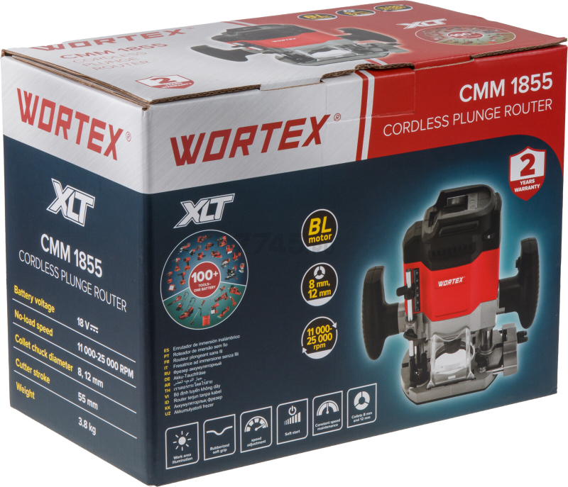 Фрезер аккумуляторный WORTEX CMM 1855 XLT SOLO (2322195) - Фото 8