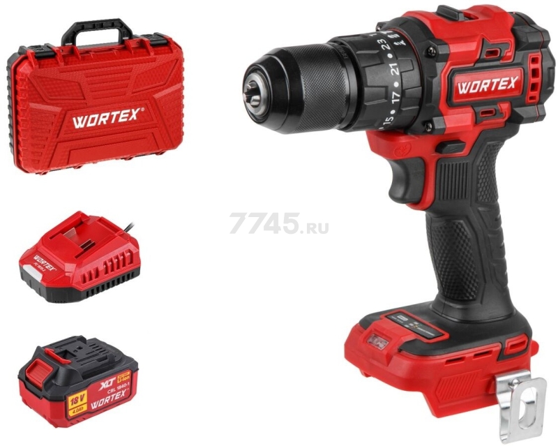 Дрель-шуруповерт аккумуляторная ударная WORTEX BD 2030-1 Li XLT SET (2329201)