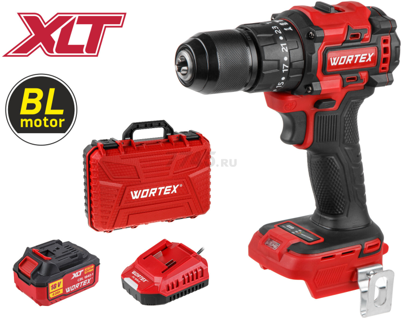 Дрель-шуруповерт аккумуляторная ударная WORTEX BD 2030-1 Li XLT SET (2329201)