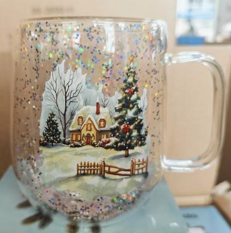 Кружка стеклянная PERFECTO LINEA Snow Ballet-1 с двойными стенками 380 мл (30-380010)