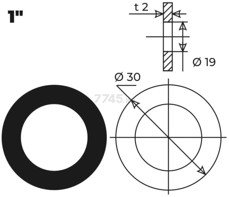 Прокладка резиновая 1" AV ENGINEERING 100 штук (AVECA-0029) - Фото 2