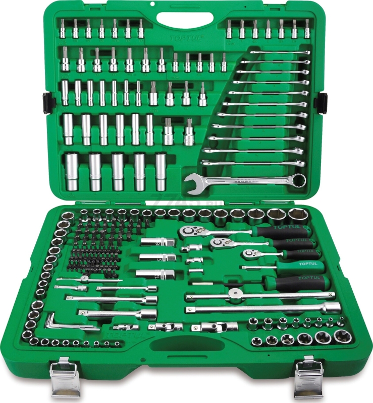 Набор инструментов 1/4", 3/8", 1/2" 6 граней 216 предметов TOPTUL (GCAI216R) - Фото 7
