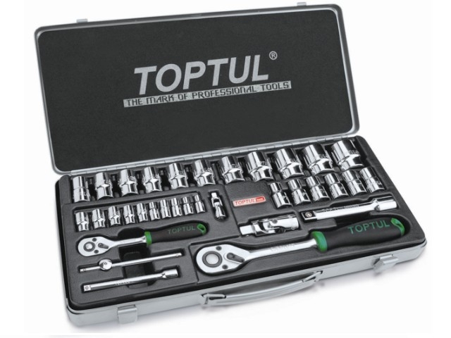 Набор инструментов 1/4", 1/2" 6 граней 34 предмета TOPTUL (GCAD3402)