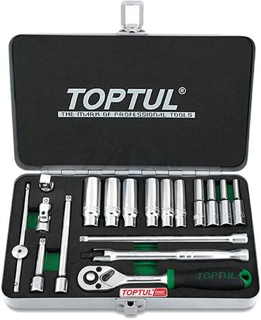 Набор инструментов 1/4" 6 граней 18 предметов TOPTUL (GCAD1822)
