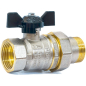 Кран шаровой 1" наружная-внутренняя резьба бабочка со сгоном LD PN 40 (LD47.306.25)