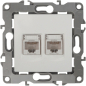 Розетка компьютерная RJ-45 двойная ЭРА 12 слоновая кость (12-3108-02)