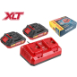 Комплект аккумулятор 18В 2Ач 2 штуки и зарядное устройство 2х2 А WORTEX ALL1 XLT SET (2329018)