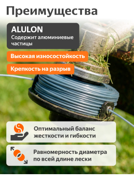 Леска для триммера d 2,4 мм Alulon STARTUL GARDEN