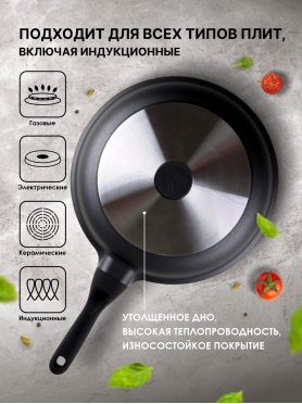 Сковорода алюминиевая PERFECTO LINEA Black Induction