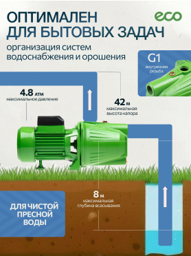 Насос самовсасывающий садовый ECO GFI-07P