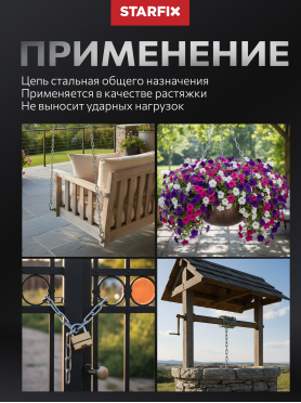 Цепь сварная длиннозвенная оцинкованная DIN 763 STARFIX