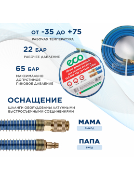 Шланг ПВХ армированный ECO 8/14 мм с быстросъемами