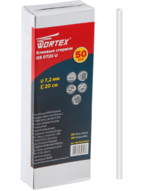 Стержень клеевой 7,2х200 мм прозрачный WORTEX GS 0720 U 50 штук 