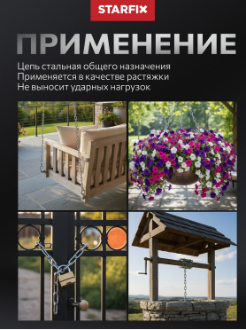 Цепь сварная длиннозвенная оцинкованная DIN 763 STARFIX