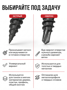 Саморез для листового металла фосфат острый STARFIX 