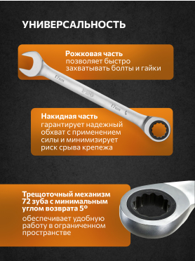 Ключ комбинированный с трещоткой PRO STARTUL