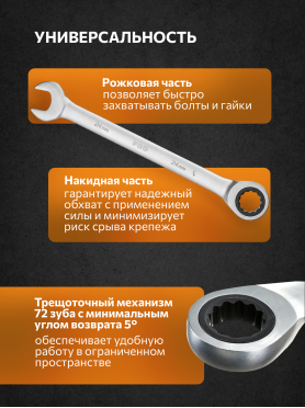 Ключ комбинированный с трещоткой PRO STARTUL