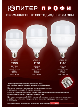 Лампа светодиодная промышленная E27/E40 ЮПИТЕР