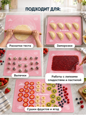 Коврик для теста с мерными делениями 50х40 см PERFECTO LINEA