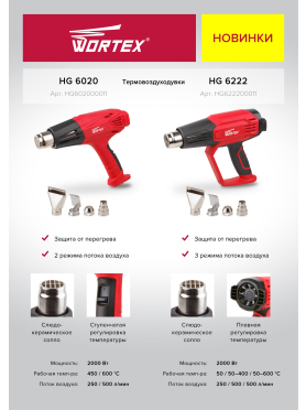 Фен строительный (термовоздуходувка) WORTEX HG 6020