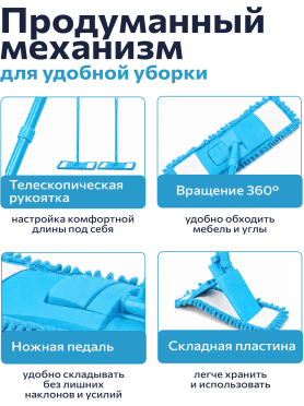 Швабра для пола PERFECTO LINEA Solid с насадкой из шенилла